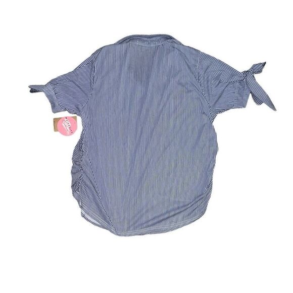 NWT EDEN & OLIVIA MATERNITY Blue & White Striped Blouse Size 2X - Picture 2 of 8
